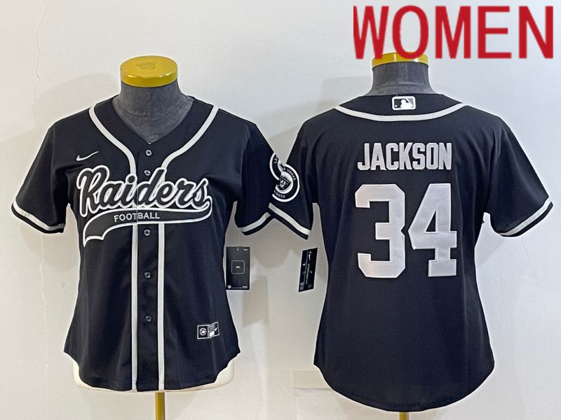 Women Oakland Raiders 34 Jackson Black 2022 Nike Co branded NFL Jerseys